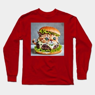 cheeseburger cat makes me hungry Long Sleeve T-Shirt